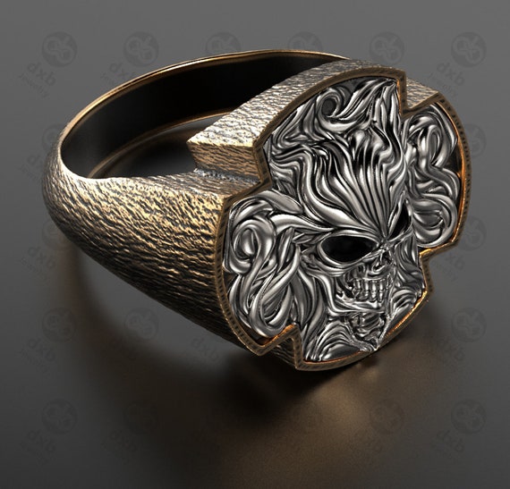 Solid 9ct Gold Medium Anatomical Skull Ring - The Great Frog London - USA