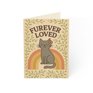 Ensemble de cartes de voeux sur le thème des chats gris - FUREVER LOVED - notes personnalisées, commémoration pour animal de compagnie, voeux d'anniversaire, cartes de remerciement, cadeaux pour amoureux des chats