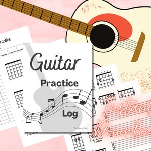 Gitaar oefenlog, gitaar oefenplanner, afdrukbare gitaarakkoorden, akkoorddiagram, lege akkoordgrafieken, afdrukbaar gitaarblad, tablatuur