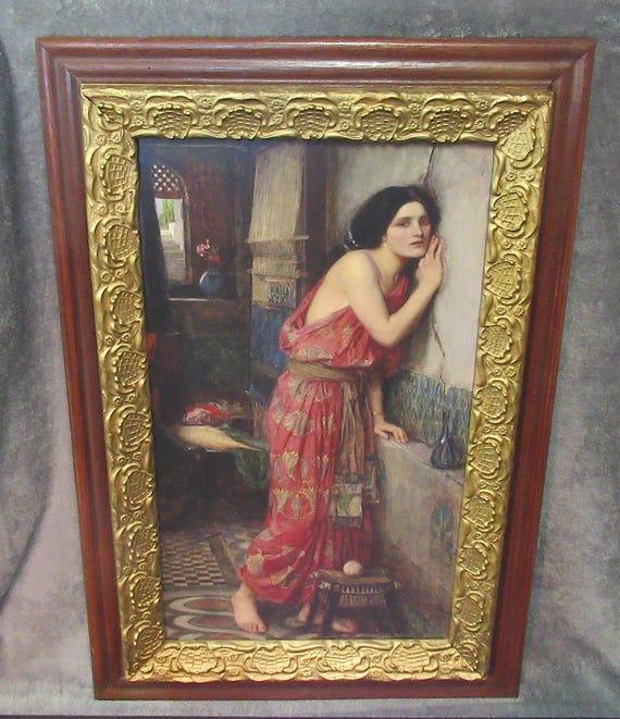 J. W. Waterhouse Art Print, Exceptional Detail Original Antique Wood Frame 27.5 Tall