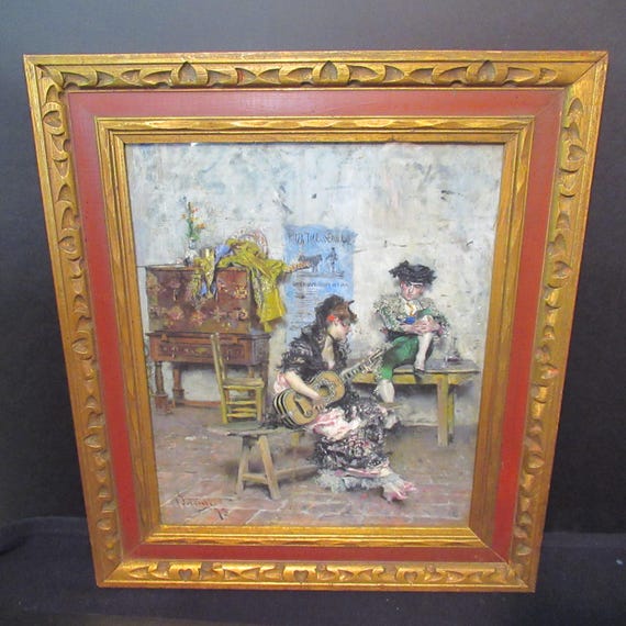 The Guitarist by Giovanni Boldini, Painted 1878, Giclee Art in MC Custom Mediterranean Frame 23 X 29