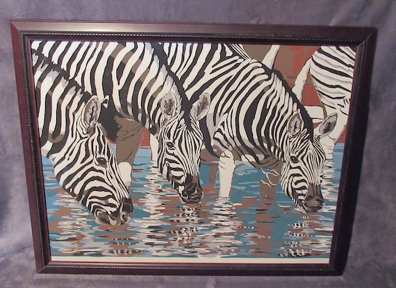 Serigraph Zebras 43/100 Joes Zebras Large Edition signed J. Bellinger Contemporary Frame