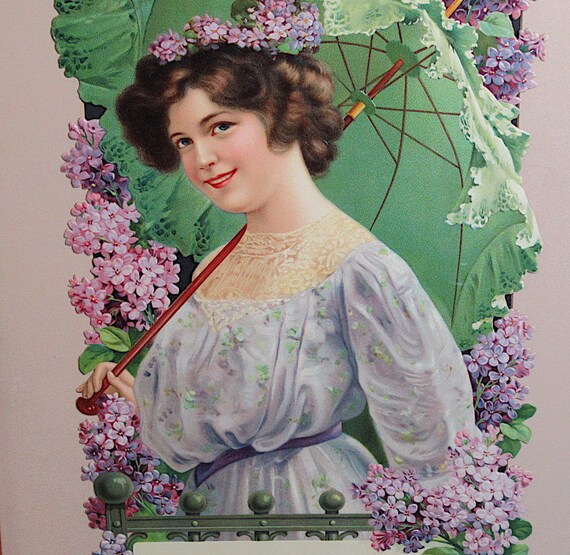 Victorian 1915 Original Calendar / Antique Exceptional Condition / 26 x 19 Vintage Frame
