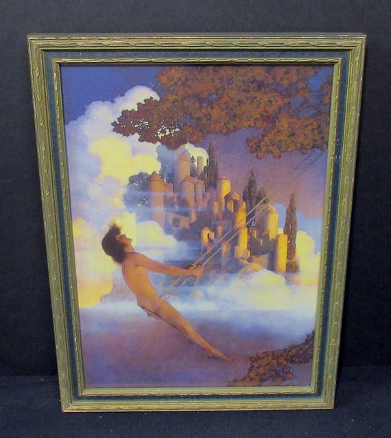 Maxfield Parrish Art Print in Beautiful Antique Frame 12 X 16