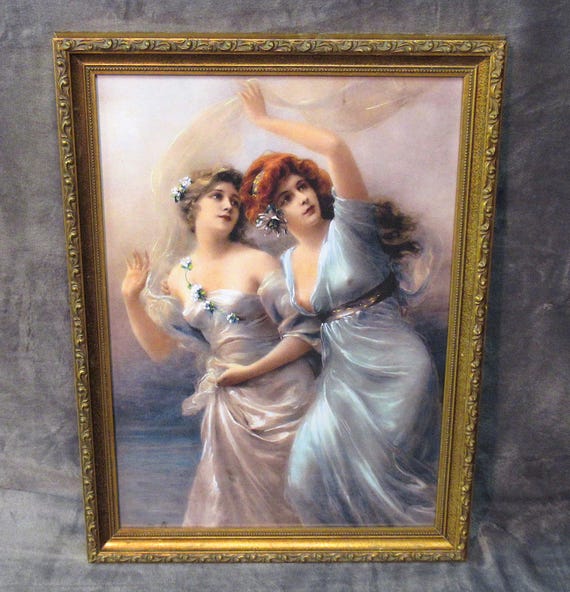 Beautiful Edward Bisson Painting Art Print in Antique Frame