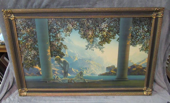Maxfield Parrish Original, Quality Largest 1920s Printing "Daybreak" Original Beautiful Frame, Outstanding Condition