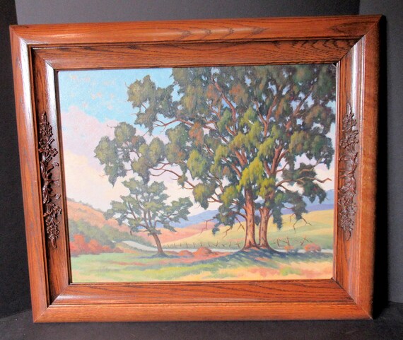 Oil Painting Landscape River Scene: Mid Early 1900s, Vintage Frame 22 X 25