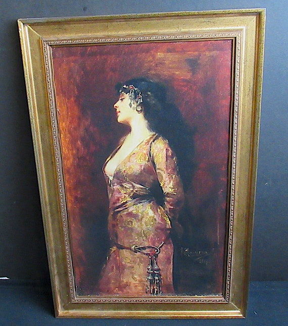 Pre Raphialite Art Print, Signed Francesc Masriera. Contemporary Frame 26 X 17