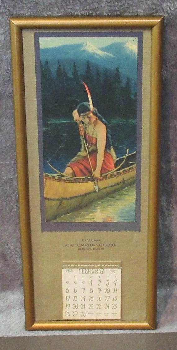 Original Early Printing of Indian Maiden "Sekaka Wea" Art Print in the original Calendar
