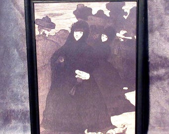 Edouard Manet, Older Art Print   / Vintage Black Frame, Signed, 8 x 11