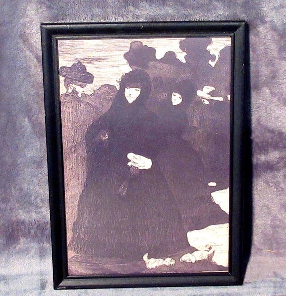 Edouard Manet, Older Art Print   / Vintage Black Frame, Signed, 8 x 11