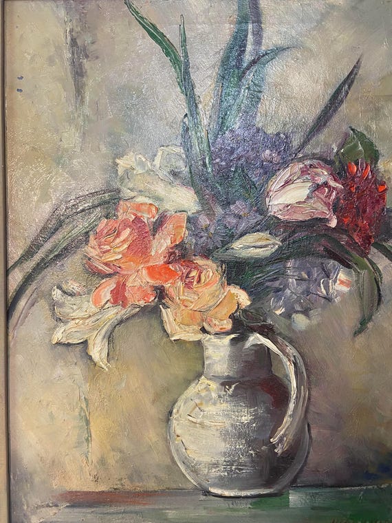 Impressionist Original Painting / Beautiful Still Life  /  Mid Century Frame / excellent quality