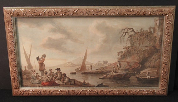 View of the Isles of Proscita, Ischia and Baia, hand aqua tint, 1777 , signed P Sandby