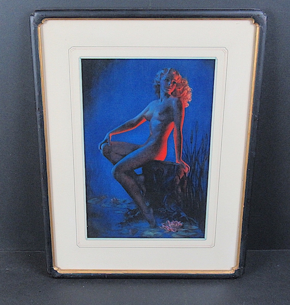 Zoe Mozert Nude Pinup Art / Antique Deco Classic Custom Frame with its Original Impressive Matting / larger size