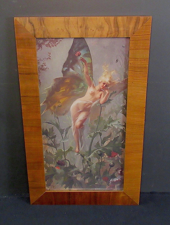 Luis Falero Painting 1888, Excellent Art Print Edition in Beautiful Early Antique Frame