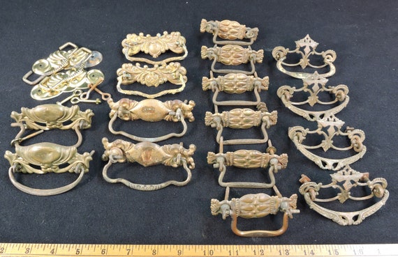 18 Brass Antique Drawer Pulls
