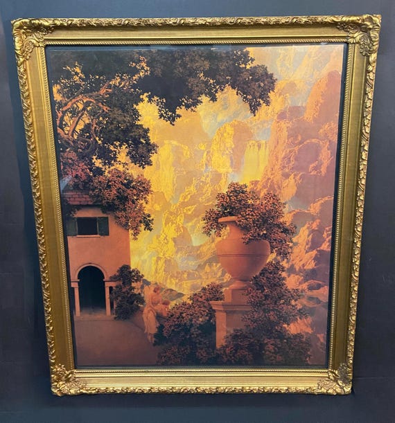 Maxfield Parrish "Sunrise" Art.  Lithograph Print in Antique/Vintage Frame / Outstanding