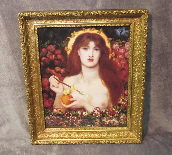 DAZZLING  Dante Gabriel Rossetti Painting Art "Venus" Beautiful Antique Victorian Picture Frame