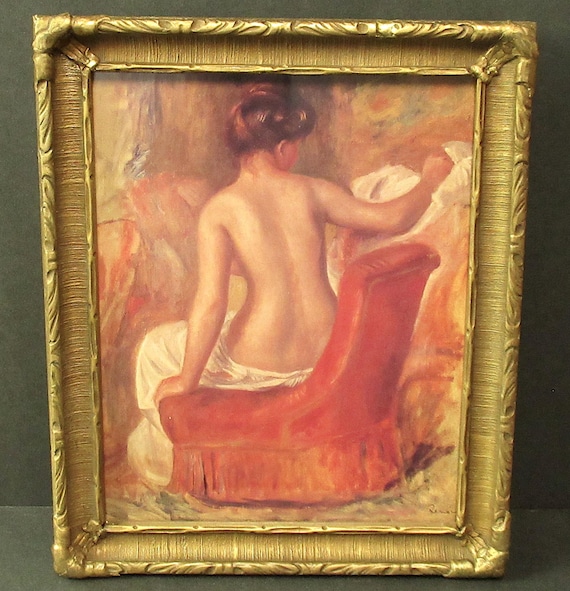 Renoir Art Print in a Beautiful Antique Frame, signed