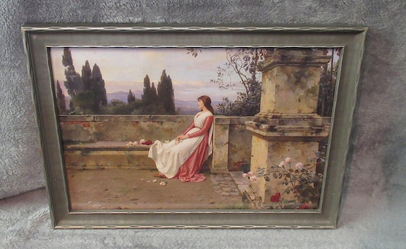 Victorian Scene Art in Vintage/ Antique Frame