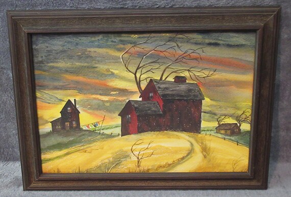 Late Fall Scene Painting , Interesting Dark Painting