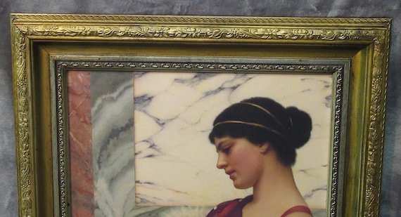 J. W. Godward Painting Print, Pre Raphialite in  Prefect Condition Vintage/Antique Frame  16 x 20