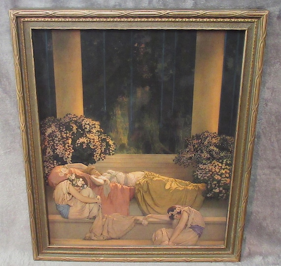 Maxfield Parrish "Sleeping Beauty" Outstanding Frame, Excellent Condition