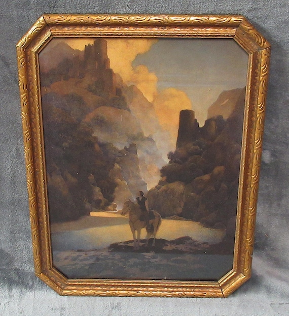 Maxfield Parrish Art Print in Antique Octagon Frame 189 Tall