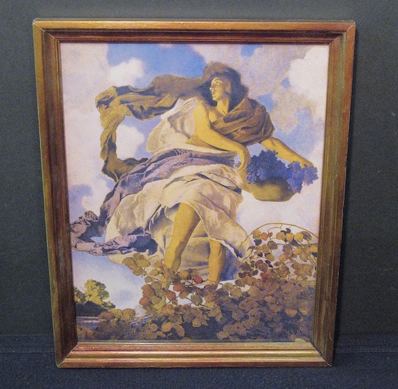 Beautiful Maxfield Parrish Art Print "Autumn" in Antique Frame  10 x 13