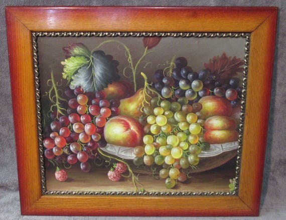 Original Oil Still Life on Canvas in Antique Frame