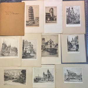 Original Paul Geissler Limited-Edition Ten Etchings in Unique Signed Portfolio Circa 1930