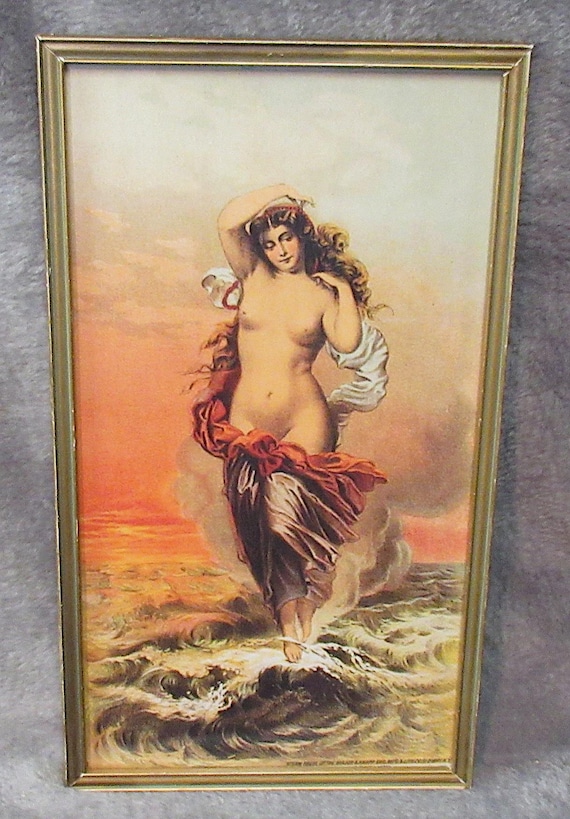 Framed Venus Art Print  / Colorful with antique vintage frame
