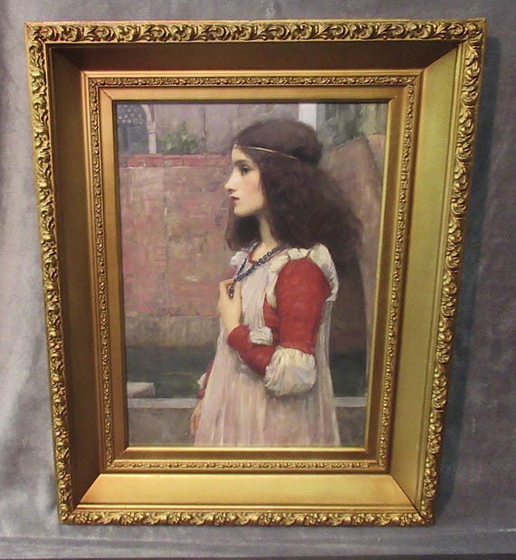 Waterhouse Art Print in Beautiful Antique Frame / Wonderful color and detail 23.5. x 18 / signed