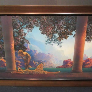 Maxfield Parrish "Daybreak" Art Print in Unique Antique/Vintage Frame / Signed