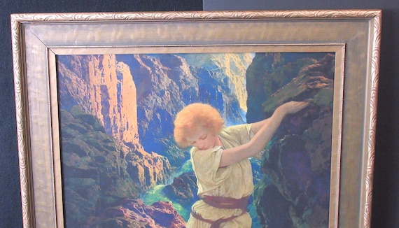 Maxfield Parrish Art Print / Unique Original Giclee / 1920s Antique Frame