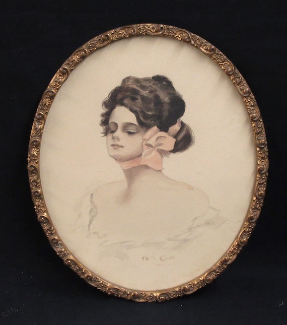 Victorian Original Drawing / Painting,  signed in Antique Frame 1900 /
