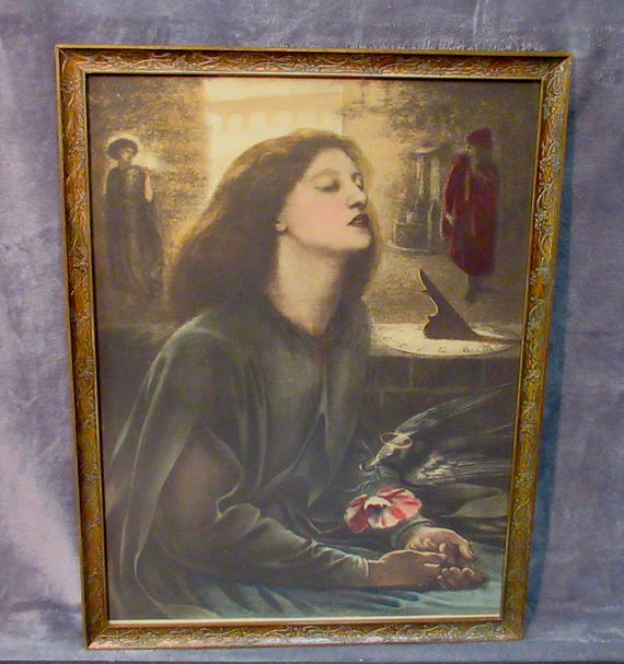 Dante Gabriel Rossetti Painting Original Early Art Print / Early 1900s Frame