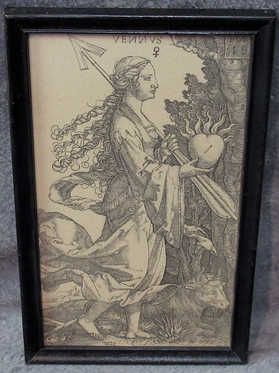 Illustration Art Print, Venus, Etching Tarot 16th Century signed