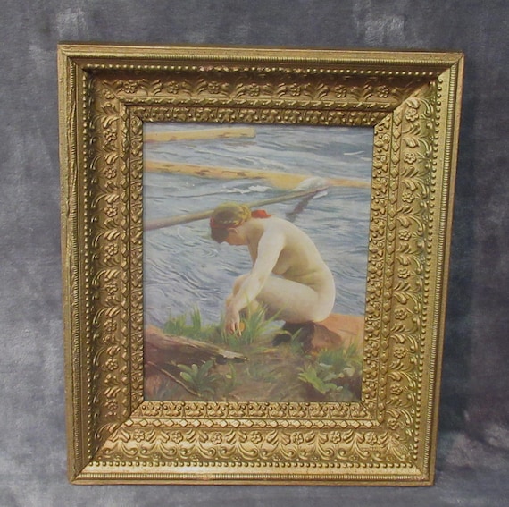 Beautiful Early Art Print / Antique Victorian Wood Frame / Excellent Quality / By Anders Zorn 1916 Painting
