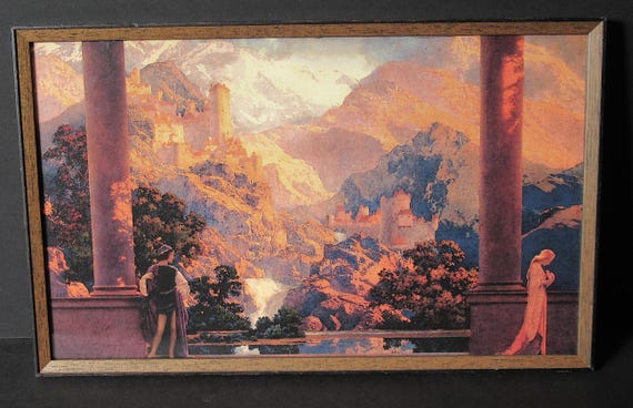 Excellent Maxfield Parrish Art Print in an Antique Frame, "Romance" 1912 Painting