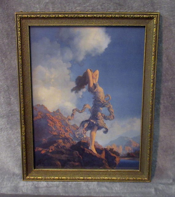 Maxfield Parrish Ecstasy Art in Antique Early 1900s Frame /