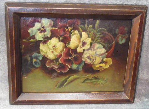 Original Antique Oil Still Life, Canvas on Board,