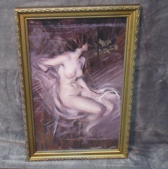 Beautiful Nude Study by Giovanni Boldini in Mid century antique style frame