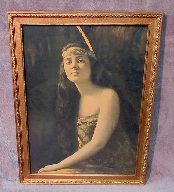 Original Early Printing of Indian Maiden Art Print in large format