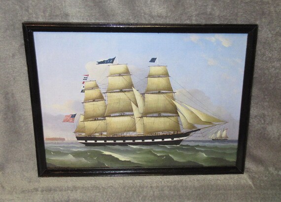 Art Print in Vintage/Antique Frame / Antique Sailing Ship
