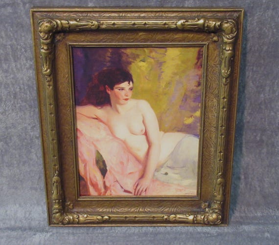 Betalo Nude by Robert Henri 1916 Painting Art Print / Beautiful Antique Frame in original condition. Great Classic Piece