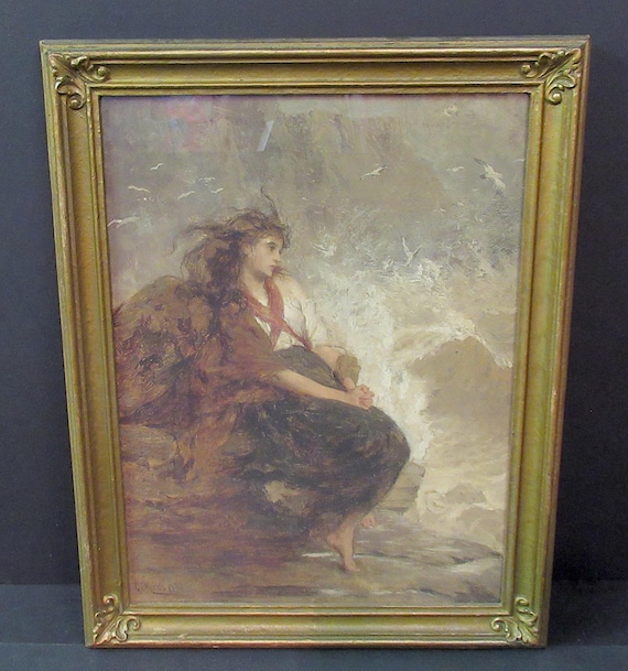 G. E. HICKS 1880 Fine Art Print in Antique Frame, super condition, 18 X 14