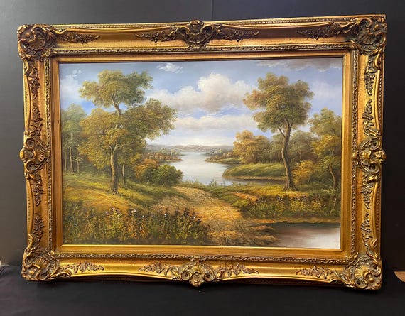 Oil on Large Canvas Mid/Late Century   / Beautiful Baroque Frame  / Signed