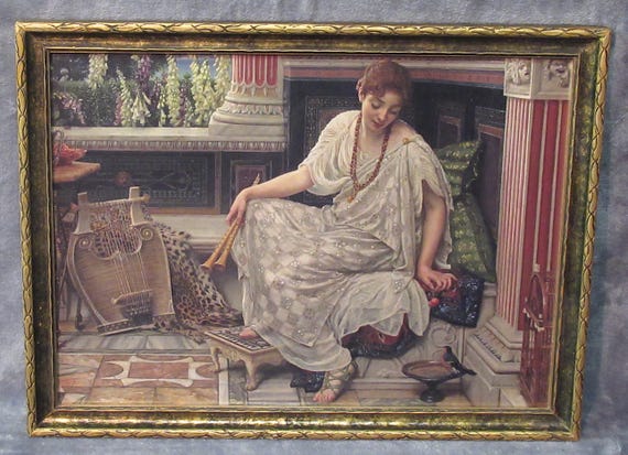 Beautiful Early 1900s Frame with  1892 E. J. Poynter  Art Print , signed
