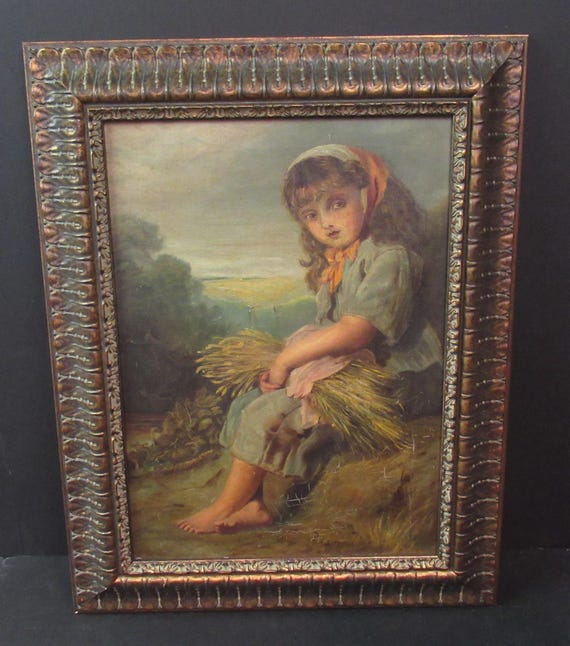Original Oil Antique Painting, Late 1800s, Very Impressive " The Young Harvester" 16.5 X 21